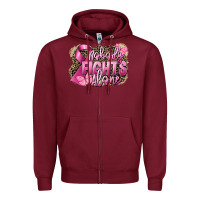 Burgundy Nobody fights alone Cancer Zipper Hoodie - FaDigitalArtStudio