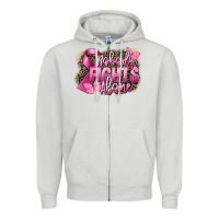Dove Grey Nobody fights alone Cancer Zipper Hoodie - FaDigitalArtStudio