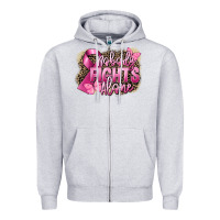 Heather Grey Nobody fights alone Cancer Zipper Hoodie - FaDigitalArtStudio