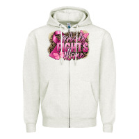 Oatmeal Heather Nobody fights alone Cancer Zipper Hoodie - FaDigitalArtStudio