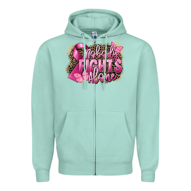 Nobody Fights Alone Cancer Zipper Hoodie by FaDigitalArtStudio | Teevron