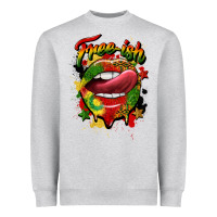 Heather Grey free ish juneteenth lips Heavyweight Sweatshirt - CowGirlArtShop