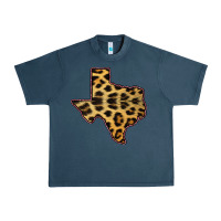 Midnight Navy Western Texas Map Leopard Pattern Urban Heavy Tee - Bettercallsaul
