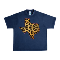 Navy Western Texas Map Leopard Pattern Urban Heavy Tee - Bettercallsaul
