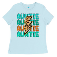 Baby Blue auntıe with lightning bolt Ladies Tee - MaliasSmallBusiness