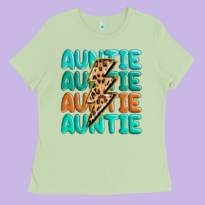 Auntıe With Lightning Bolt Ladies Tee Designed By Maliassmallbusiness