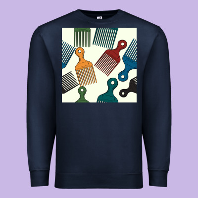 Afro Combs Seamless Patterns Premium Sweatshirt Designed By Bundleandbundleshop
