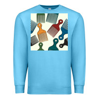 Ocean Blue afro combs seamless patterns Premium Sweatshirt - BundleAndBundleShop