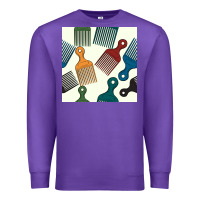 Purple afro combs seamless patterns Premium Sweatshirt - BundleAndBundleShop