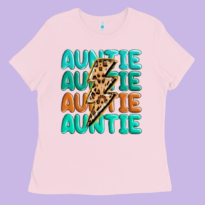 Auntıe With Lightning Bolt Ladies Tee Designed By Maliassmallbusiness