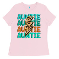 Bubblegum Pink auntıe with lightning bolt Ladies Tee - MaliasSmallBusiness
