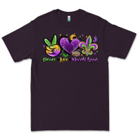 Plum peace love mardi gras Premium Tee - MaliasSmallBusiness