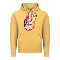 Vintage Mustard Floral Argyle Peace Sign Vintage Hoodie - Jasminsmagicworld