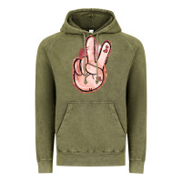 Vintage Olive Floral Argyle Peace Sign Vintage Hoodie - Jasminsmagicworld