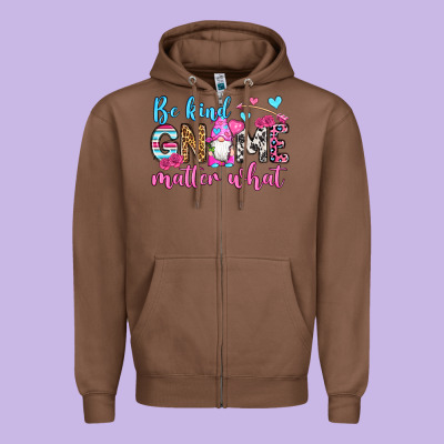 Be Kind Gnome Matter What Zipper Hoodie Designed By Oliviacreatesart