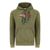 Vintage Olive american flag indian headdress Vintage Hoodie - BarkalooDesign