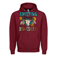 Burgundy adulting is some bullshit Zipper Hoodie - OliviaCreatesArt
