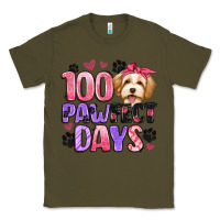Army Green 100 pawfect days Classic Tee - Artiststas