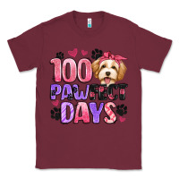 Burgundy 100 pawfect days Classic Tee - Artiststas