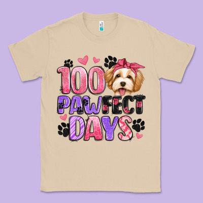 100 Pawfect Days Classic Tee Designed By Artiststas