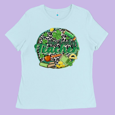 One Lucky Teacher Ladies Tee Designed By Maliassmallbusiness