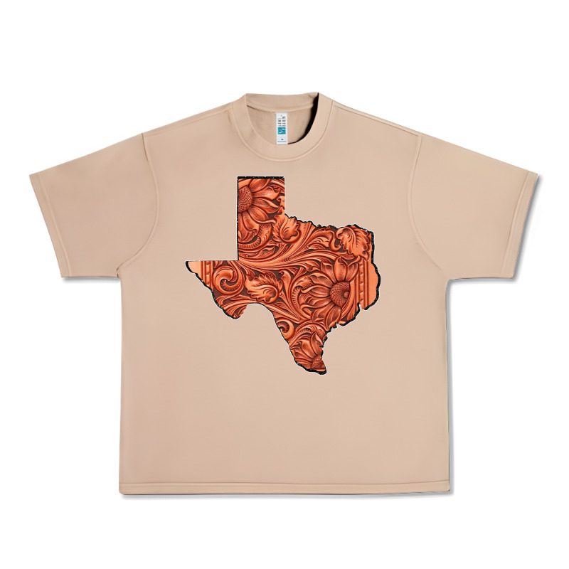 Texas Map Western Tooled Leather Pattern Urban Heavy Tee by Bettercallsaul | Teevron