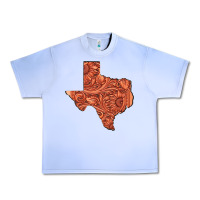 Grape Ice Texas Map Western Tooled Leather Pattern Urban Heavy Tee - Bettercallsaul