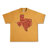 Peanut Butter Texas Map Western Tooled Leather Pattern Urban Heavy Tee - Bettercallsaul