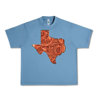 Pebble Blue Texas Map Western Tooled Leather Pattern Urban Heavy Tee - Bettercallsaul