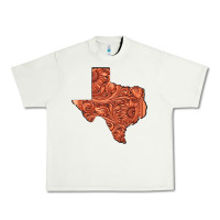 Pistachio Texas Map Western Tooled Leather Pattern Urban Heavy Tee - Bettercallsaul
