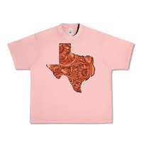 Salmon Texas Map Western Tooled Leather Pattern Urban Heavy Tee - Bettercallsaul