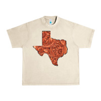 Sandshell Texas Map Western Tooled Leather Pattern Urban Heavy Tee - Bettercallsaul