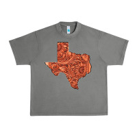 Tornado Texas Map Western Tooled Leather Pattern Urban Heavy Tee - Bettercallsaul