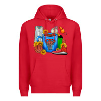 Red Basketball Coffee cup Premium Hoodie - FaDigitalArtStudio