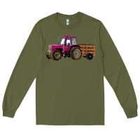 Army Green Pink Farm Tractor Long Sleeve Tee - RanaPortraitStore