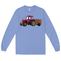 Colony Blue Pink Farm Tractor Long Sleeve Tee - RanaPortraitStore