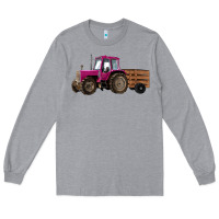 Heather Grey Pink Farm Tractor Long Sleeve Tee - RanaPortraitStore