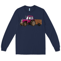 Navy Pink Farm Tractor Long Sleeve Tee - RanaPortraitStore