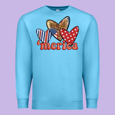 Merica 4th Of July Hearts Premium Sweatshirt Designed By Bundleandbundleshop