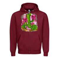 Burgundy breast cancer cactus Zipper Hoodie - FaDigitalArtStudio