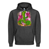 Charcoal Heather breast cancer cactus Zipper Hoodie - FaDigitalArtStudio