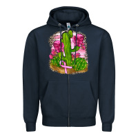 Navy breast cancer cactus Zipper Hoodie - FaDigitalArtStudio