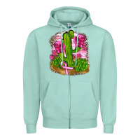 Seafoam breast cancer cactus Zipper Hoodie - FaDigitalArtStudio