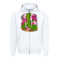 White breast cancer cactus Zipper Hoodie - FaDigitalArtStudio
