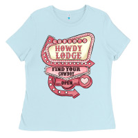 Baby Blue cupids howdy lodge find your cowboy open Ladies Tee - MaliasSmallBusiness