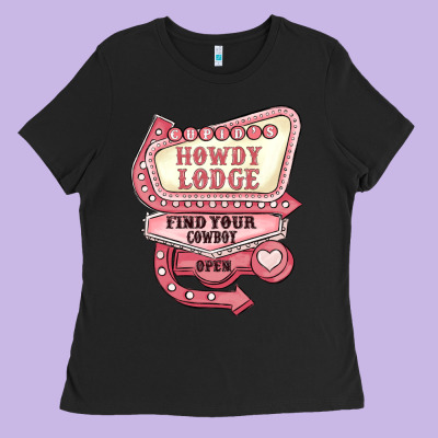 Cupids Howdy Lodge Find Your Cowboy Open Ladies Tee Designed By Maliassmallbusiness