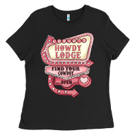 Black cupids howdy lodge find your cowboy open Ladies Tee - MaliasSmallBusiness