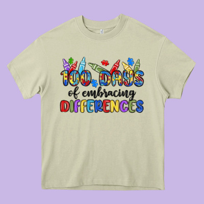 100 Days Of Embracing Differences Heavy Core Tee Designed By Maliassmallbusiness