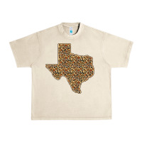 Sandshell Western Texas Map Leopard Pattern Urban Heavy Tee - Bettercallsaul