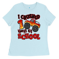 Baby Blue i crushed 100 days of school monster truck Ladies Tee - MaliasSmallBusiness
